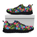 Hawaiian Floral Pattern Print Black Running Shoes