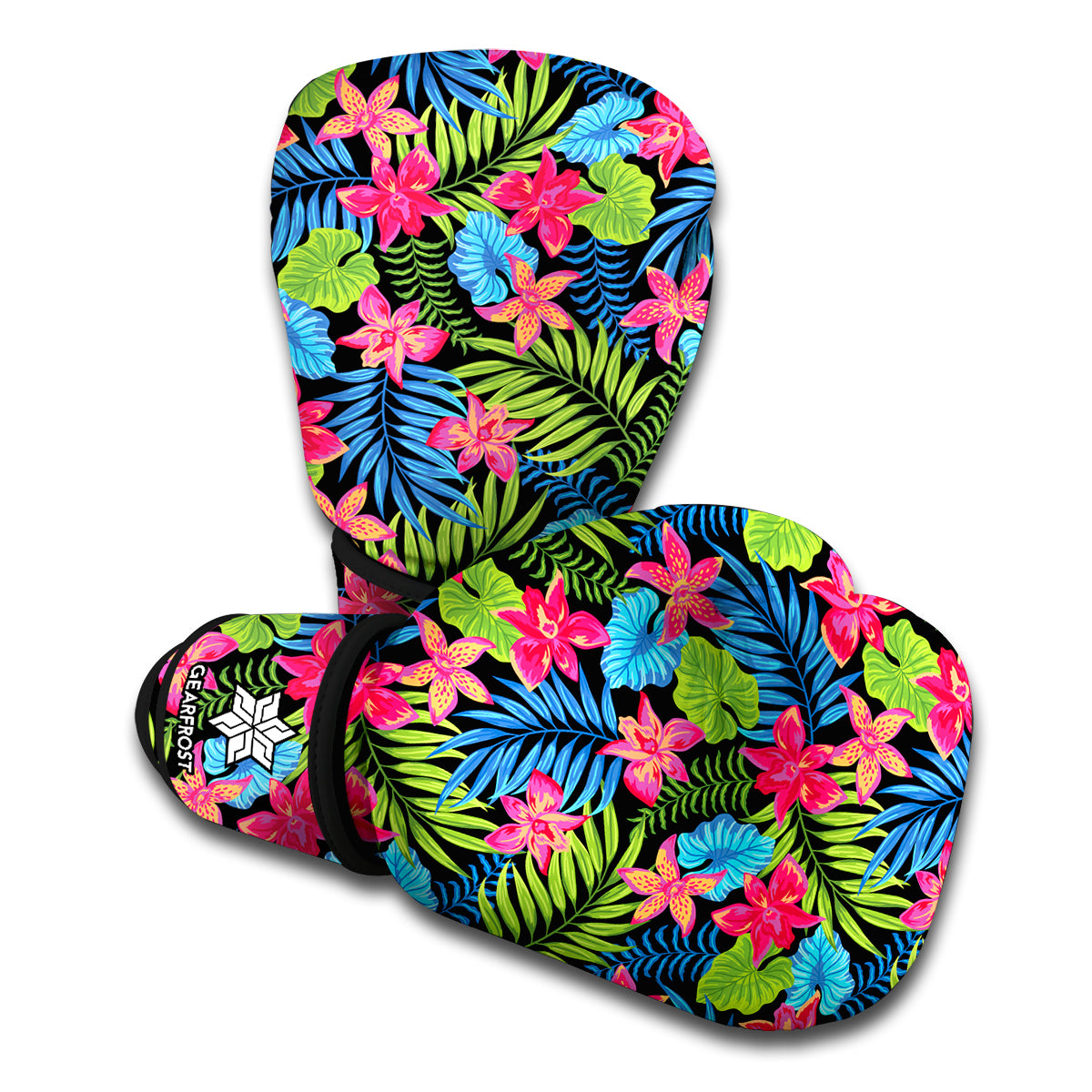 Hawaiian Floral Pattern Print Boxing Gloves