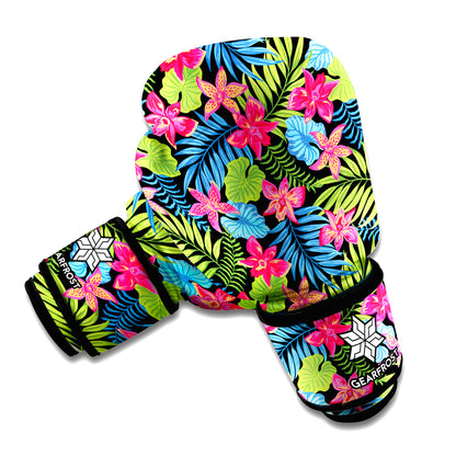 Hawaiian Floral Pattern Print Boxing Gloves