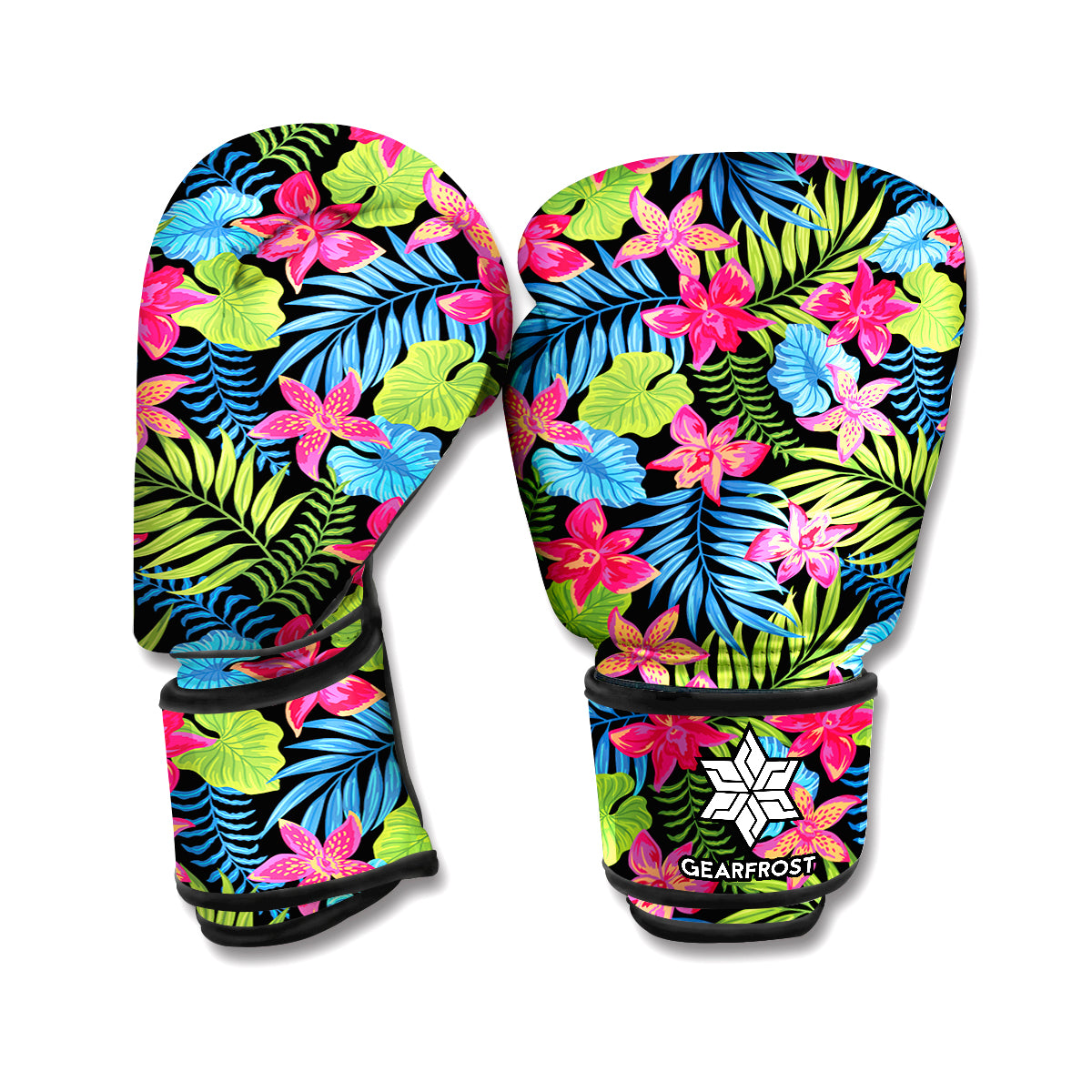 Hawaiian Floral Pattern Print Boxing Gloves