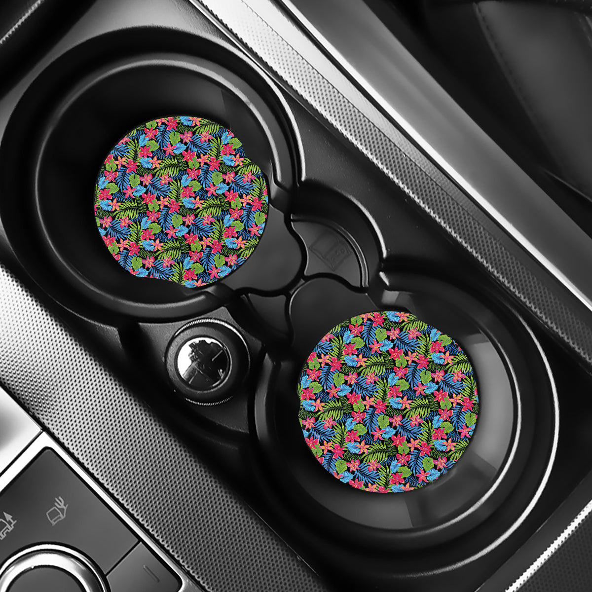 Hawaiian Floral Pattern Print Car Coasters