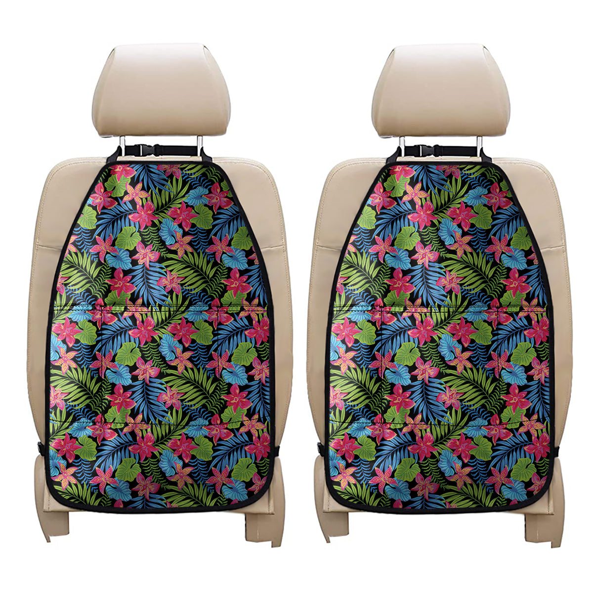 Hawaiian Floral Pattern Print Car Seat Organizers