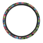 Hawaiian Floral Pattern Print Car Steering Wheel Cover