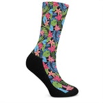 Hawaiian Floral Pattern Print Crew Socks