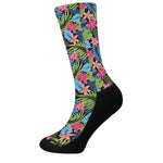 Hawaiian Floral Pattern Print Crew Socks