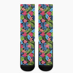 Hawaiian Floral Pattern Print Crew Socks