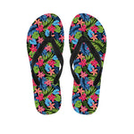 Hawaiian Floral Pattern Print Flip Flops