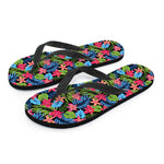 Hawaiian Floral Pattern Print Flip Flops