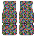 Hawaiian Floral Pattern Print Front and Back Car Floor Mats