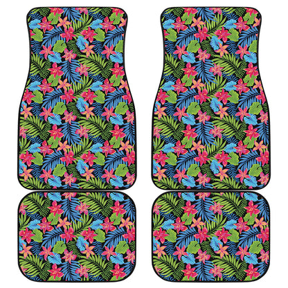 Hawaiian Floral Pattern Print Front and Back Car Floor Mats