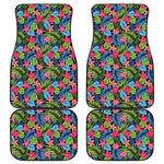 Hawaiian Floral Pattern Print Front and Back Car Floor Mats