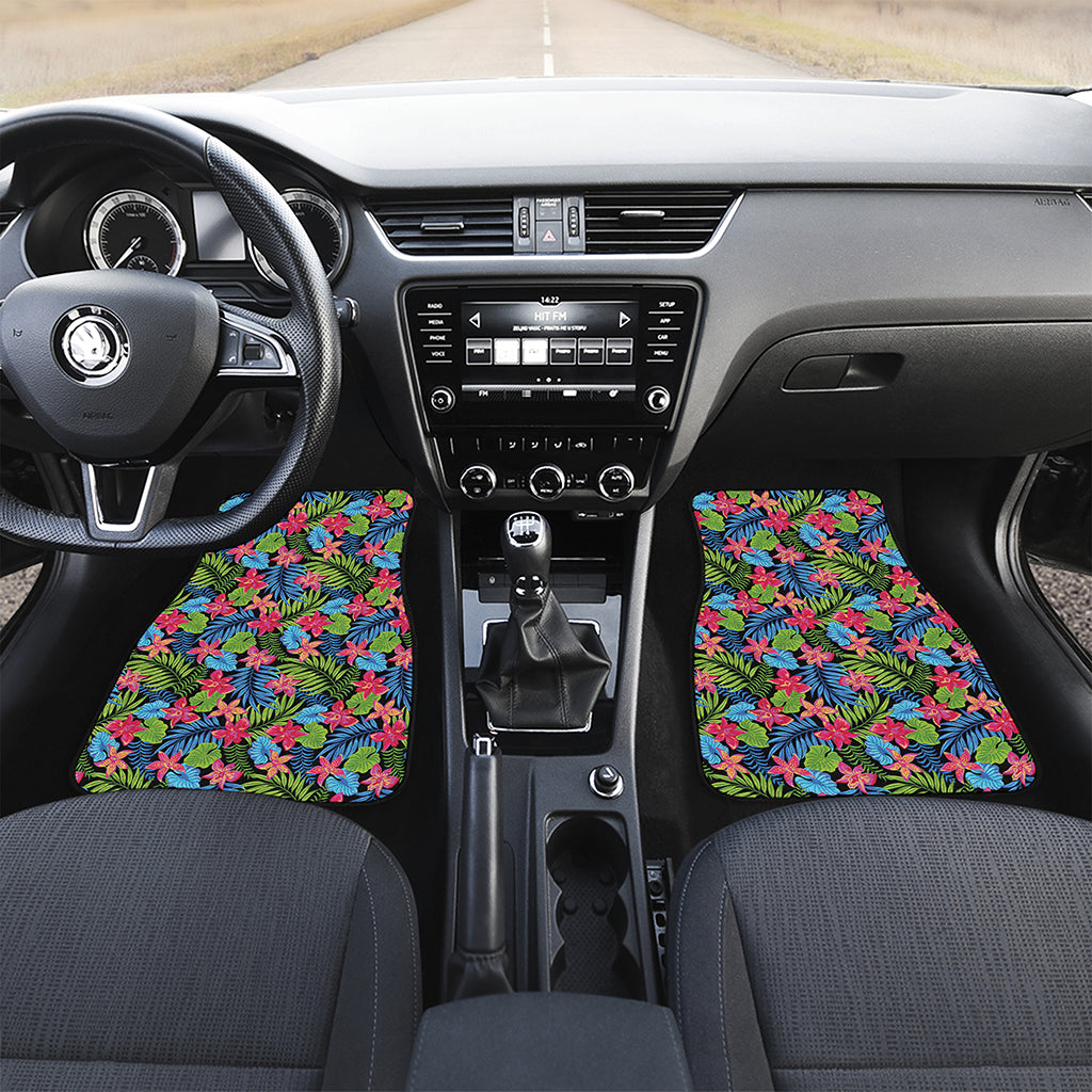 Hawaiian Floral Pattern Print Front and Back Car Floor Mats