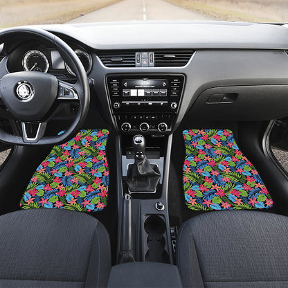 Hawaiian Floral Pattern Print Front and Back Car Floor Mats