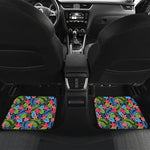 Hawaiian Floral Pattern Print Front and Back Car Floor Mats