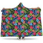 Hawaiian Floral Pattern Print Hooded Blanket