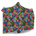 Hawaiian Floral Pattern Print Hooded Blanket