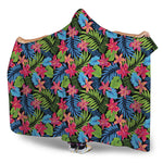 Hawaiian Floral Pattern Print Hooded Blanket