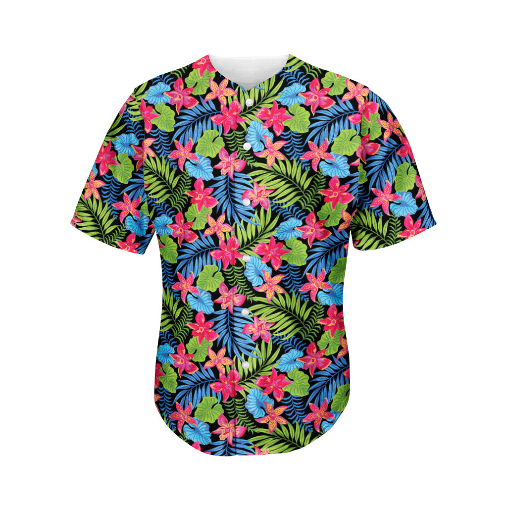 Hawaiian Floral Pattern Print Men's Baseball Jersey