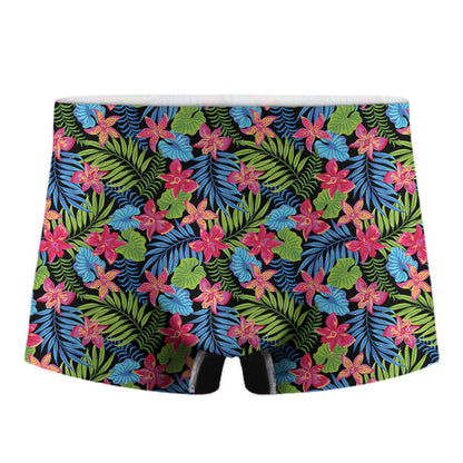 Hawaiian Floral Pattern Print Men's Boxer Briefs