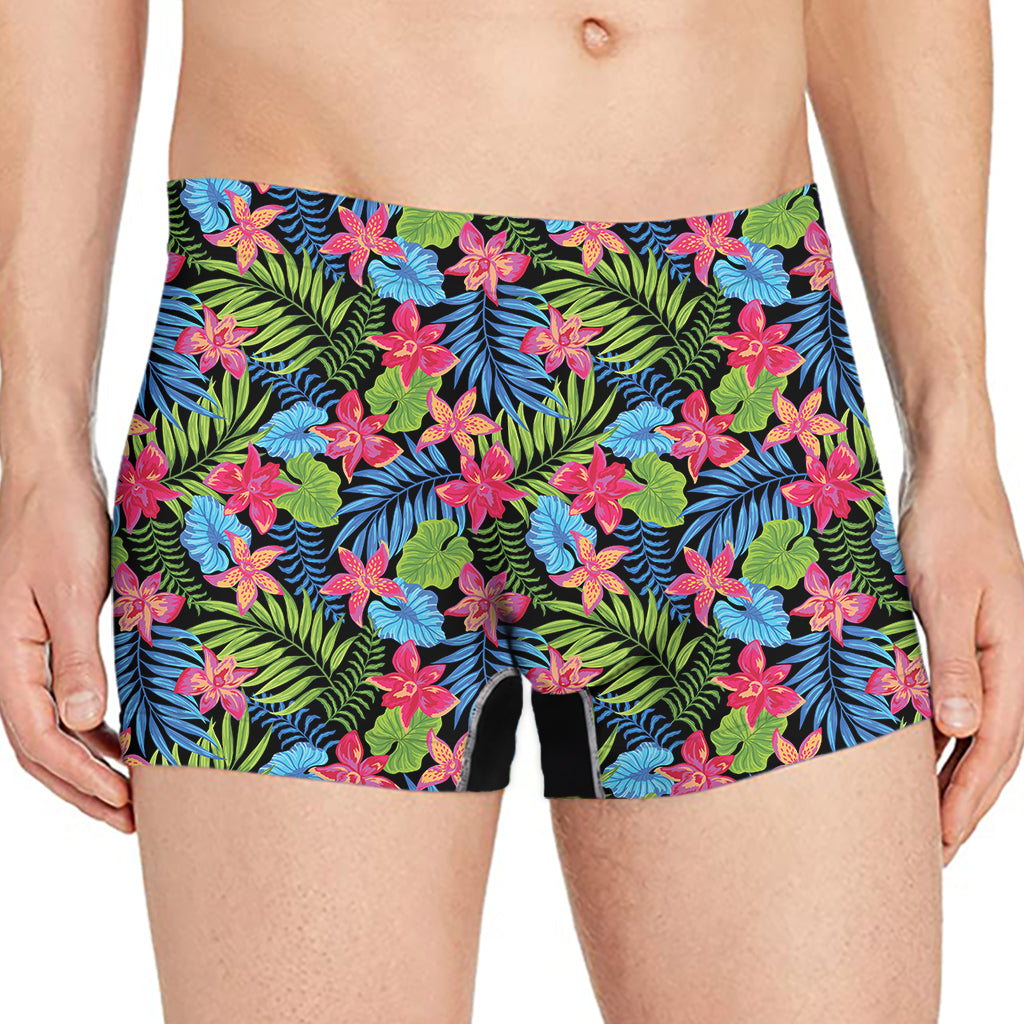 Hawaiian Floral Pattern Print Men's Boxer Briefs