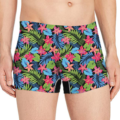 Hawaiian Floral Pattern Print Men's Boxer Briefs