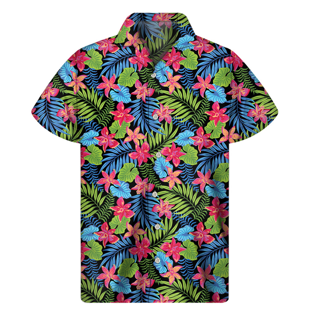 Hawaiian Floral Pattern Print Men's Short Sleeve Shirt