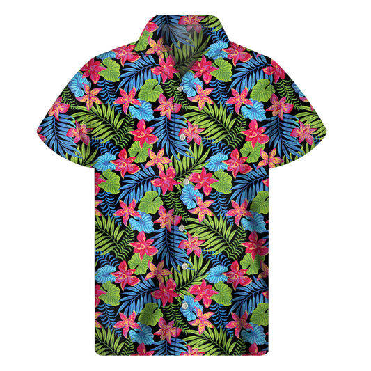 Hawaiian Floral Pattern Print Men's Short Sleeve Shirt