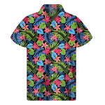 Hawaiian Floral Pattern Print Men's Short Sleeve Shirt