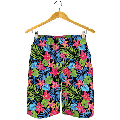Hawaiian Floral Pattern Print Men's Shorts