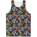 Hawaiian Floral Pattern Print Men's Tank Top