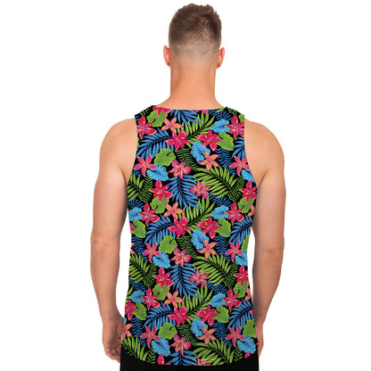 Hawaiian Floral Pattern Print Men's Tank Top