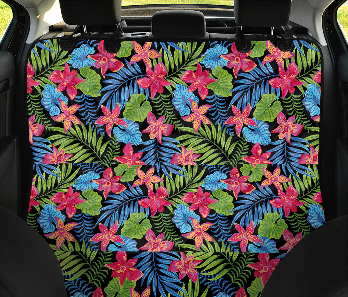 Hawaiian Floral Pattern Print Pet Car Back Seat Cover