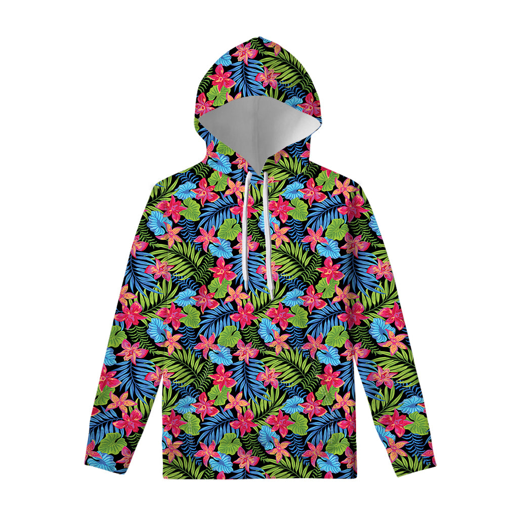 Hawaiian Floral Pattern Print Pullover Hoodie