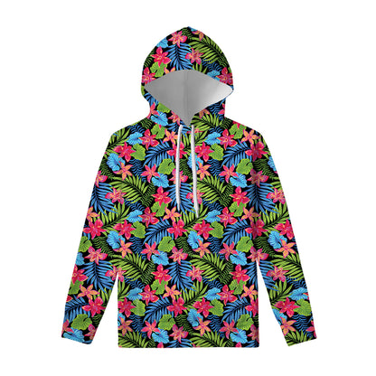 Hawaiian Floral Pattern Print Pullover Hoodie