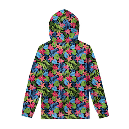 Hawaiian Floral Pattern Print Pullover Hoodie