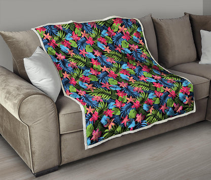Hawaiian Floral Pattern Print Quilt