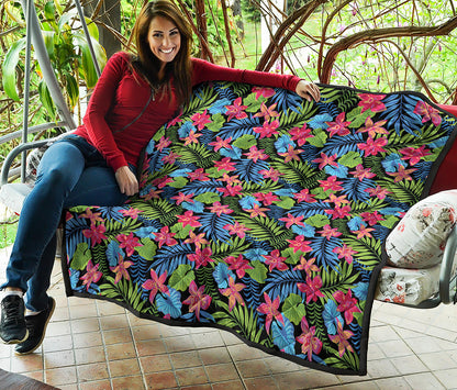 Hawaiian Floral Pattern Print Quilt