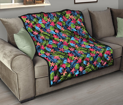 Hawaiian Floral Pattern Print Quilt