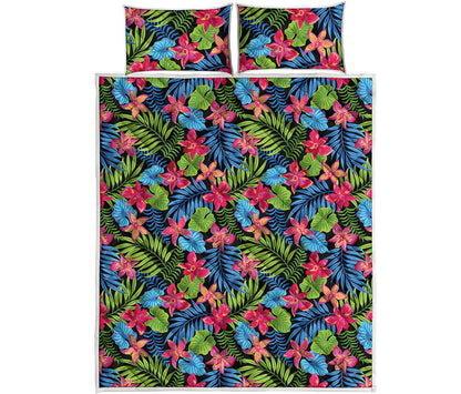 Hawaiian Floral Pattern Print Quilt Bed Set