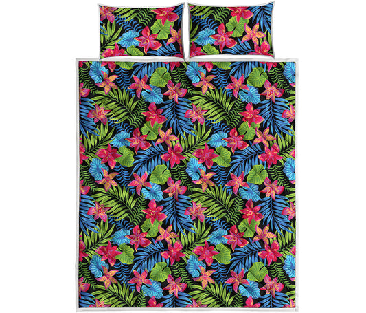 Hawaiian Floral Pattern Print Quilt Bed Set
