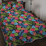 Hawaiian Floral Pattern Print Quilt Bed Set