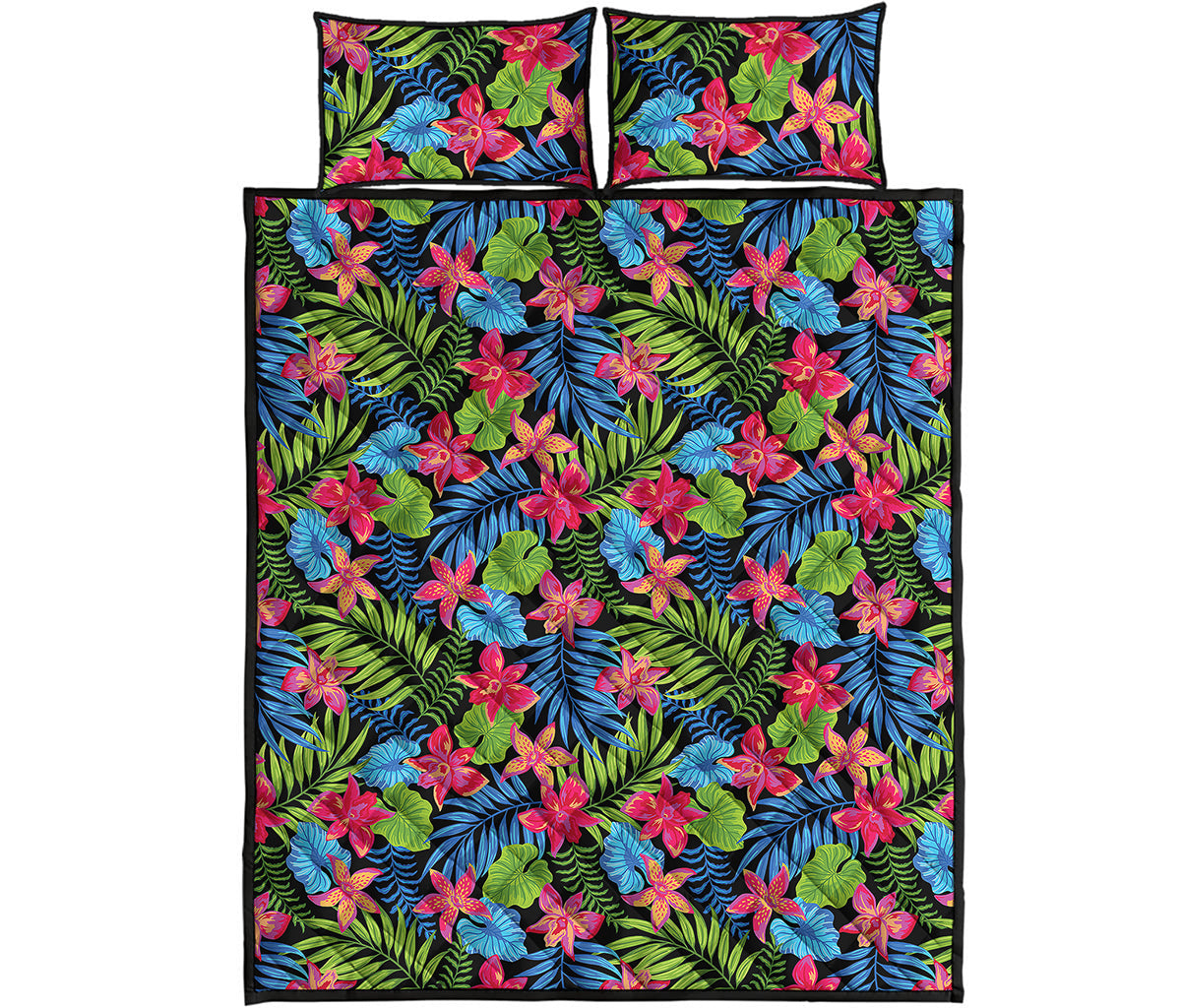 Hawaiian Floral Pattern Print Quilt Bed Set