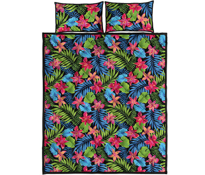 Hawaiian Floral Pattern Print Quilt Bed Set