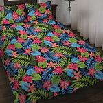 Hawaiian Floral Pattern Print Quilt Bed Set