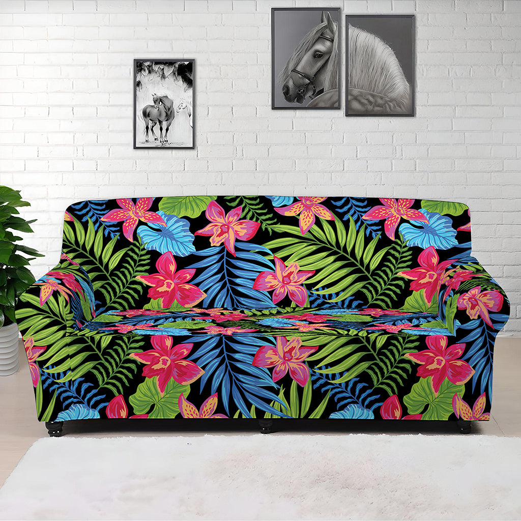 Hawaiian Floral Pattern Print Sofa Cover