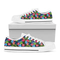 Hawaiian Floral Pattern Print White Low Top Sneakers