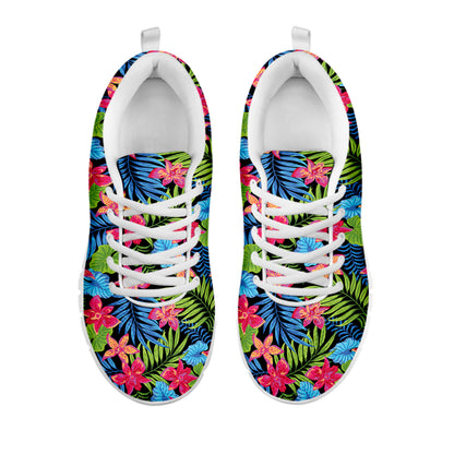 Hawaiian Floral Pattern Print White Sneakers