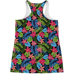Hawaiian Floral Pattern Print Women's Racerback Tank Top