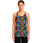 Hawaiian Floral Pattern Print Women's Racerback Tank Top