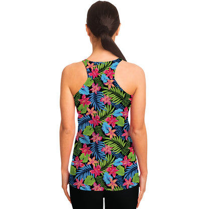 Hawaiian Floral Pattern Print Women's Racerback Tank Top